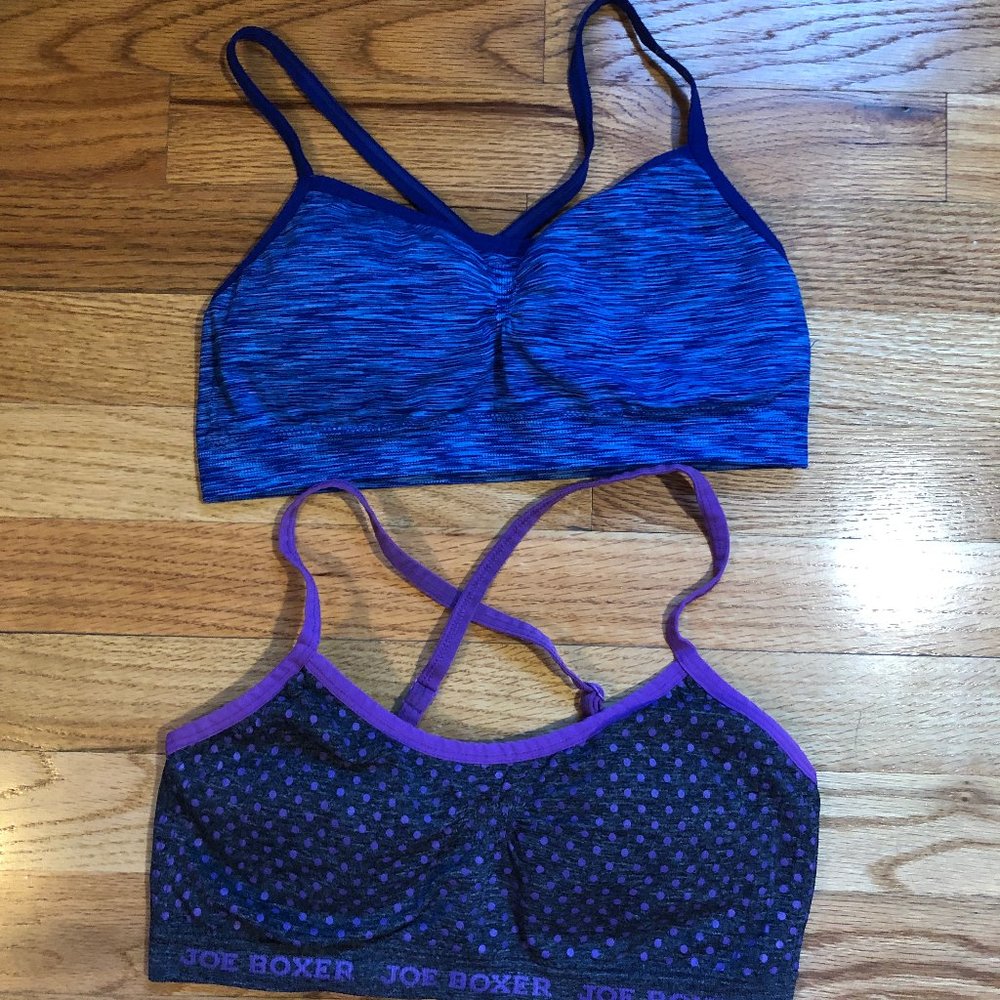 GIRLS JOE BOXER LOT OF 4 GREY BLUE PURPLE SPORTS BRAS OS - Picture 5 of 14